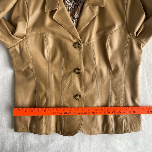 Vintage Y2K Wilson Leather Women's XL Tan‎ Leather Jacket Blazer Western Maxima - Picture 9 of 14